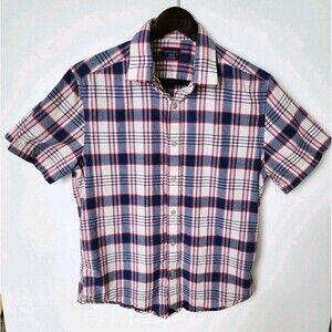 UNTUCKit Slim Fit Medium Button Up Plaid Short Sleeve Shirt